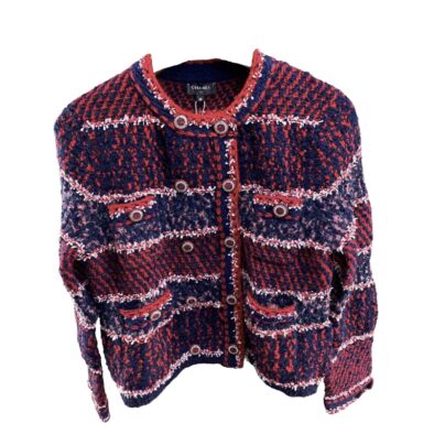 Chanel Red purple blue tweed jacket FR38