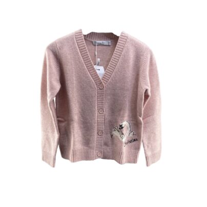 Christian Dior Pink Wool blend Cardigan Swan Motif FR 38