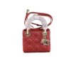 Christian Dior Red Lambskin Mini Lady Dior Cannage Bag