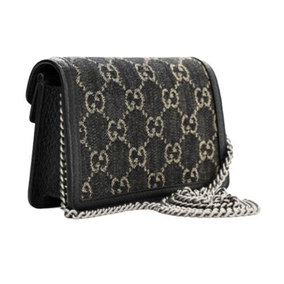 Gucci Mini Dionysus Black Denim GG Shoulder Bag Back