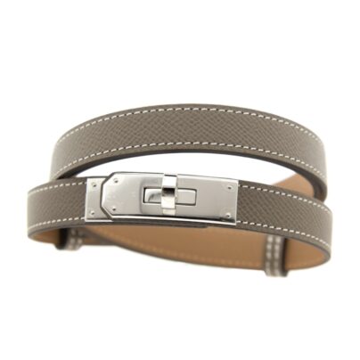 Hermes Kelly 18 Belt Etoupe Grey Epsom Leather Palladium Hardware SHW
