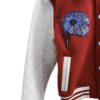 Louis Vuitton Red LV x YK Varsity Jacket with Psychedelic Embroidered Flower and white LV embossed sleeves