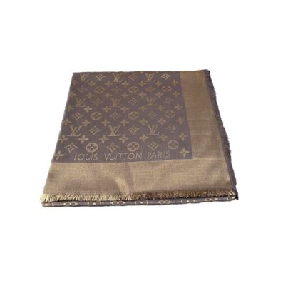 Louis Vuitton Silk ‘Monogram Shine Brown Shawl Scarf