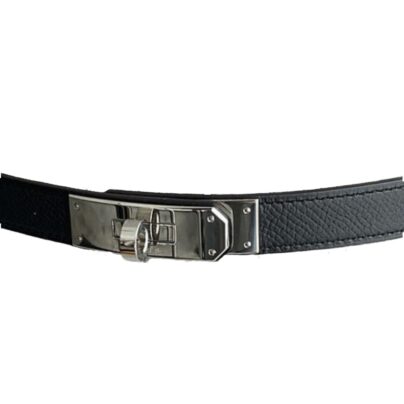 New Hermes Kelly 18 Belt Black Epsom Leather Palladium Hardware