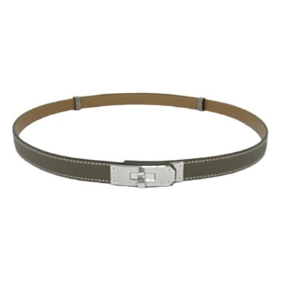 New Hermes Kelly 18 Belt Etoupe Grey Epsom Leather Palladium Hardware SHW