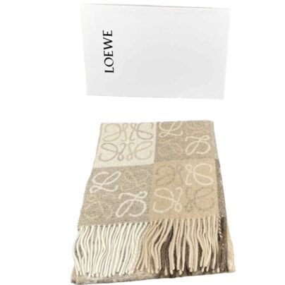 New Loewe Cream Beige Scarf in Wool and Cashmere