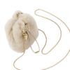 New Prada Shearling Mini pouch chain bag in white fur