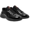 Prada Newac Americas Cup Sneakers Black Patent Leather Size 38