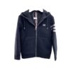 Thom Browne Zip Up Striped Navy Blue Cotton Hoodie