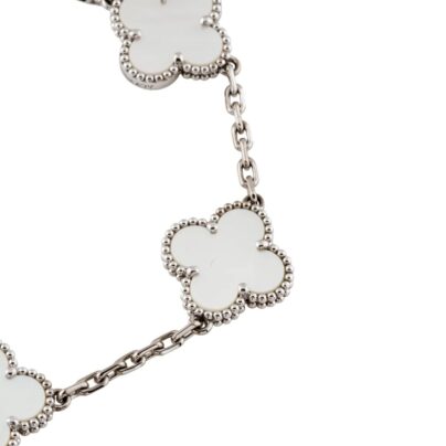 Van Cleef and Arpels 5 Motifs Vintage Alhambra Bracelet White Gold Mother Of Pearl