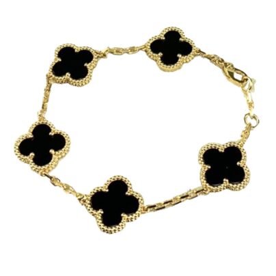 Van Cleef and Arpels Alhambra 5 Motifs Onyx and yellow gold Bracelet