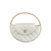 Chanel 23k White Hula Hoop Bag Quilted Patent Leather Goldtone hardware