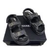 Chanel Black leather dad cc sandals with black gold cc logo size 40