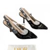 Christian Dior JAdior Black Mesh Slingback Heels Size 37
