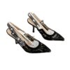 Christian Dior JAdior Slingback Black Mesh Heels Size 38
