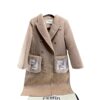 Fendi Long Beige Wool Coat with FF Patch Fur pockets Size EU 38