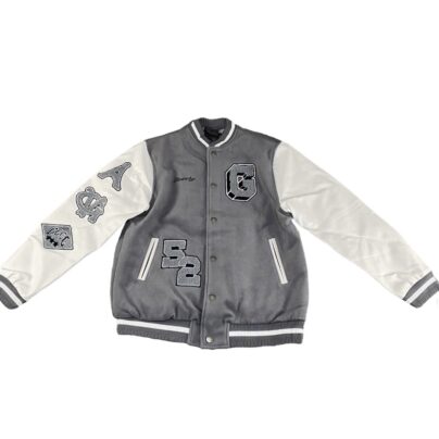 Givenchy Grey Varsity Jacket in Wool blend and Leather