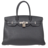 Hermes Birkin 30 Black Leather Handbag Palladium Hardware