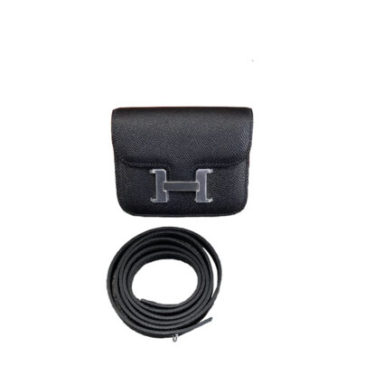 Hermes Constance Slim Wallet Black Waist Belt bag