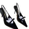 Miu Miu Black Brushed Leather Pointed Toe Slingback Heeled Pumps Size 40