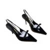 Miu Miu Black Patent Leather Pointed Toe Slingback Heeled Pumps Size 39