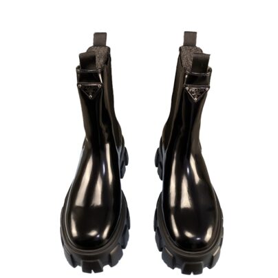 Prada Black Ankle Boots polished leather Size 40
