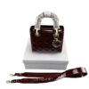 Christian Dior Burgundy Red Lady Dior Small Patent Leather bag with gold hardware