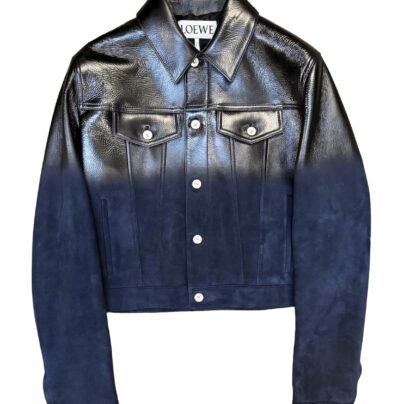 Loewe Trucker Jacket in Black nappa lambskin and Suede denim effect
