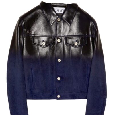 Loewe Trucker Jacket nappa lambskin Suede Black navy