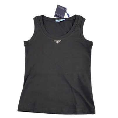 Prada Womens Singlet Top Black Cotton Size S