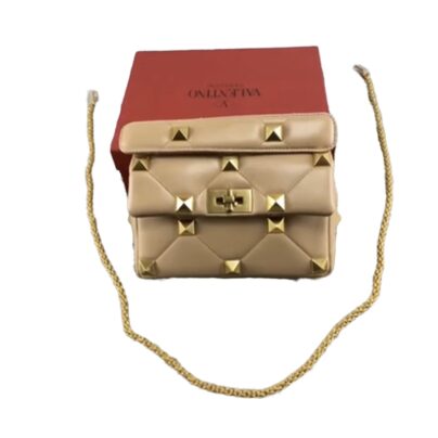 VALENTINO GARAVANI Beige Roman Stud Medium Shoulder Bag