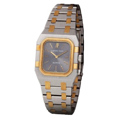 Audemars Piguet Rectangular Lady Quartz Wristwatch in Steel and Yellow Gold
