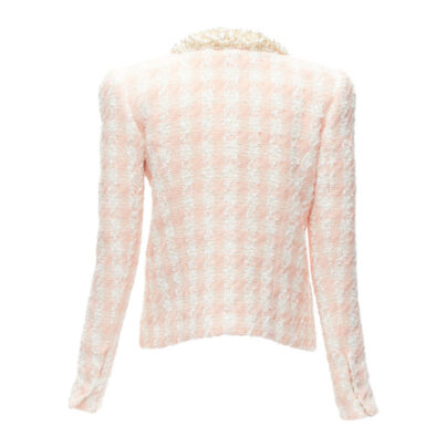 Balmain White Pink Wool Blazer back