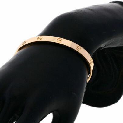 Cartier Love Bracelet Rose Gold Size 20 display on hand