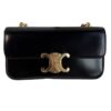 Celine Small Triomphe Shoulder Bag Black Shiny Calfskin Leather GHW