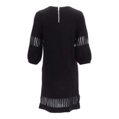 Chanel Black Geometric Sweater Wool Dress back full dress