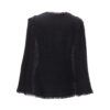 Chanel Coat Black Tweed Cape with Raw Edges Back