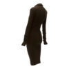 Chanel Long Brown Dress with Yellow Tweed Checked Vest back