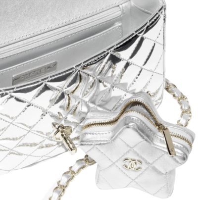 Chanel Metallic Flap Bag with Zipped Star Coin purse 2024