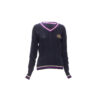 Chanel Navy Embroidered Schoolboy Badge Knit Sweater