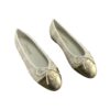 Chanel ballerina flat shoes beige gold leather and tweed size 38
