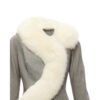 Christian Dior 1999 white fur trim grey houndstooth jacket and pant suit jacket