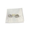 Christian Dior Petit CD Stud Silver Metal Earrings with Crystals