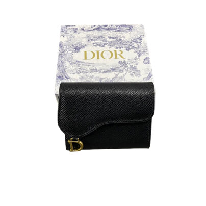Christian Dior Saddle Lotus Black Leather Wallet