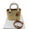 Christian Dior Small Lady Dior Leather and Bamboo Beige Brown Handbag