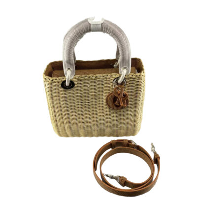 Christian Dior Small Lady Dior Raffia Bamboo Handbag