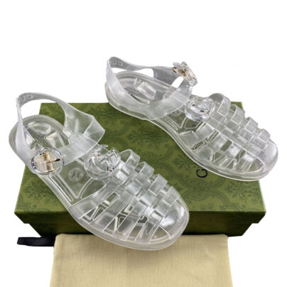 Gucci Clear Double G Rubber Sandals Size 38