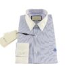Gucci Long Sleeve Blue Shirt with white Collar