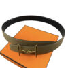 HERMES Jumbo Black And Etoupe Belt Swift Epsom size 85
