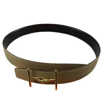 HERMES Jumbo Black Etoupe Belt Swift Epsom size 100